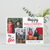 Hey Booハロウィン不気味ファミリーフォトコラージュ シーズンカード (スタンド正面)