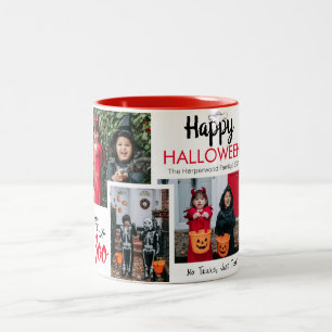 Hey Booハロウィン不気味ファミリーフォトコラージュ ツートーンマグカップ