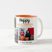 Hey Booハロウィン不気味ファミリーフォトコラージュ ツートーンマグカップ (正面右)