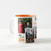 Hey Booハロウィン不気味ファミリーフォトコラージュ ツートーンマグカップ (正面左)