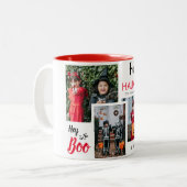 Hey Booハロウィン不気味ファミリーフォトコラージュ ツートーンマグカップ (正面左)