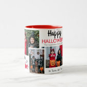 Hey Booハロウィン不気味ファミリーフォトコラージュ ツートーンマグカップ (中央)