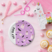 Hey Boo小さな幽霊と湾曲形ハロウィーン ペーパープレート (パーティー)