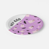 Hey Boo小さな幽霊と湾曲形ハロウィーン ペーパープレート (アングル)