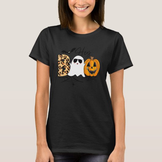 Hey Boo幽霊Jack O'Lantern Boys Kids Halloween Tシャツ (正面)