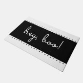 Hey, Boo Black and white Halloween doormat ドアマット (アングル)