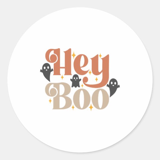 Hey Boo Boho Halloween Hey Boo Ghost ラウンドシール (正面)