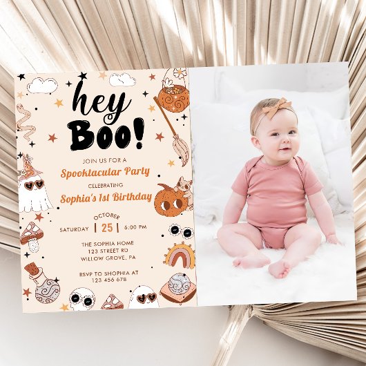 Hey Boo Brithdayハロウィーン写真 招待状
