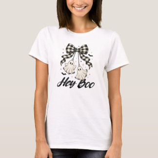 Hey Boo Coquette レディース ハロウィン Tシャツ
