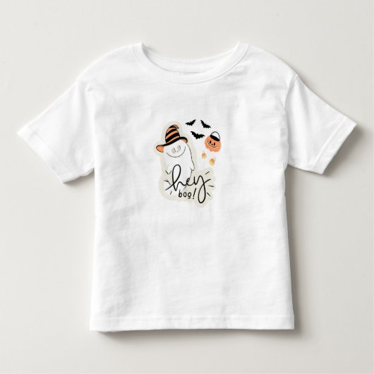 Hey Boo! Cute Ghost Halloween Fall トドラーTシャツ (正面)