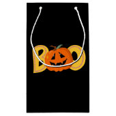 Hey Boo Cute Pumpkin Typography Drawing Art スモールペーパーバッグ (裏面)