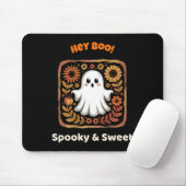 Hey Boo Ghost Retro Halloween Spooky Cute October  マウスパッド (マウス)