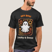 Hey Boo Ghost Retro Halloween Spooky Cute October  Tシャツ (正面)