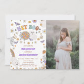 Hey Boo Groovyハロウィーン赤ちゃんシャワー写真 招待状 (正面)