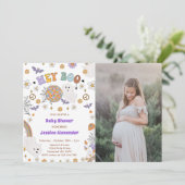 Hey Boo Groovyハロウィーン赤ちゃんシャワー写真 招待状 (スタンド正面)