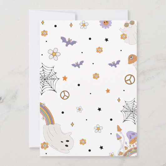 Hey Boo Groovy虹かわいいハロウィーン赤ちゃんシャワー 招待状 (裏面)