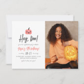 Hey Boo Halloween モダン Boho Girl誕生日写真 招待状 (正面)