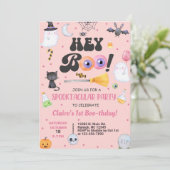 Hey Boo Halloween girl 1st birthday招待状any age 招待状 (スタンド正面)