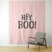 Hey Boo! Halloween pink Backdrop party banner  タペストリー (インサイチュ)