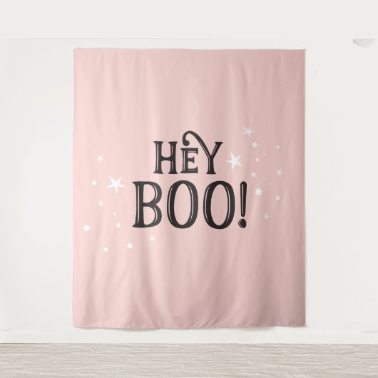 Hey Boo! Halloween pink Backdrop party banner  タペストリー (正面)