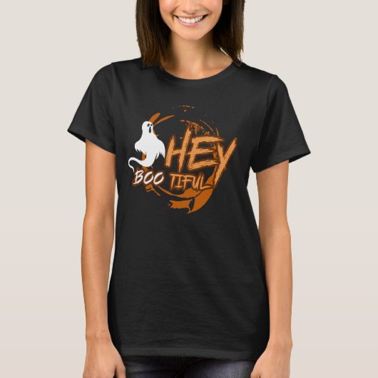 Hey boo-Hey – ハロウィーン幽霊 Tシャツ (正面)