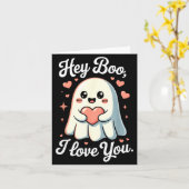 Hey Boo I Love You Cute Ghost Heart Valentine Coup カード (黄色い花)