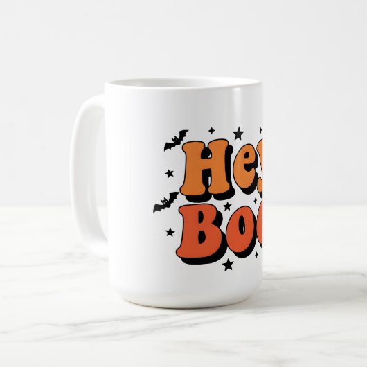 Hey Boo Mug – かわいいハロウィーンコーヒーカップ コーヒーマグカップ (正面左)