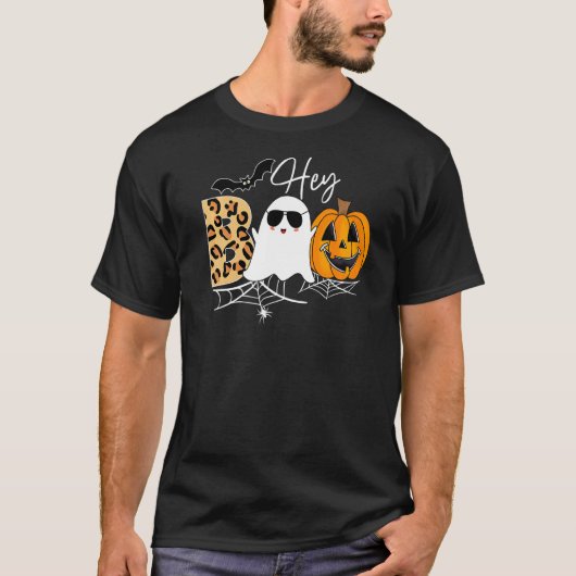 Hey Boo Pumpkin Boo CrewハロウィーンブーハロウィンC Tシャツ (正面)