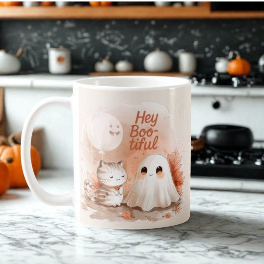 Hey Boo-tiful Ghost – Sweet Halloween & Fall Charm コーヒーマグカップ