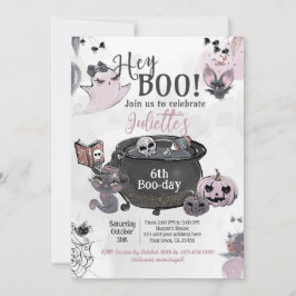 Hey Boo Witch Cauldron Birthday 招待状