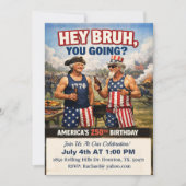 Hey Bruh! アメリカ生誕250周年BBQパーティー、面白い 招待状 (正面)