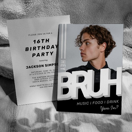 Hey Bruh ティーン男子 誕生日 インビテーション