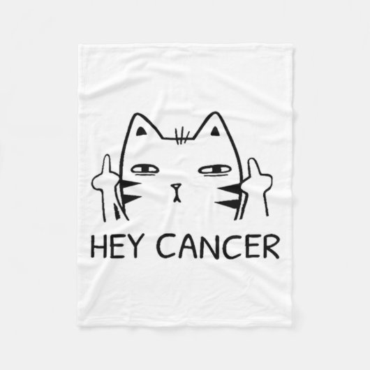 Hey Cancer F Funny Cat Middle Finger For Men Women フリースブランケット (正面)