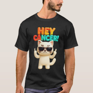 Hey Cancer F Uおもしろいミーム猫中指Fck Ca Tシャツ