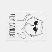 Hey Cancer F U, おもしろいCat Middle Finger, F#ck Canc フリースブランケット (正面(横))