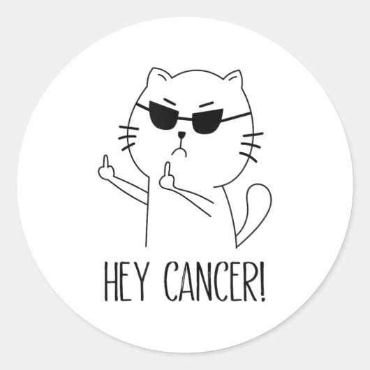 Hey Cancer F U, おもしろいCat Middle Finger, F#ck Canc ラウンドシール (正面)