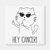 Hey Cancer F U, Funny Cat Middle Finger, F#ck Canc マグネット (正面)