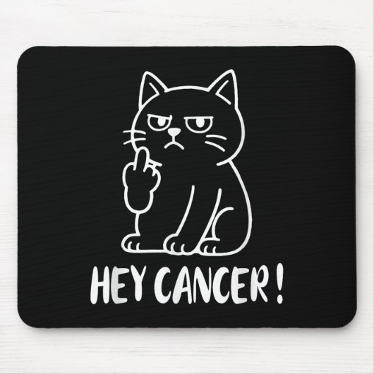 Hey Cancer F U Funny Meme Cat Middle Finger Fck Ca マウスパッド (正面)