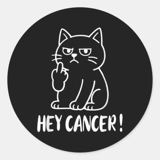 Hey Cancer F U Funny Meme Cat Middle Finger Fck Ca ラウンドシール (正面)