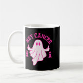 Hey Cancer Ghost Halloween Funny Breast Cancer Awa コーヒーマグカップ (左)