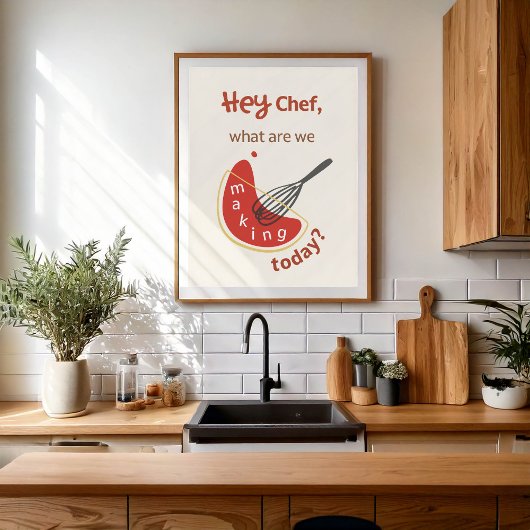 Hey Chef – Funny Kitchen Poster for Home Cooks ポスター