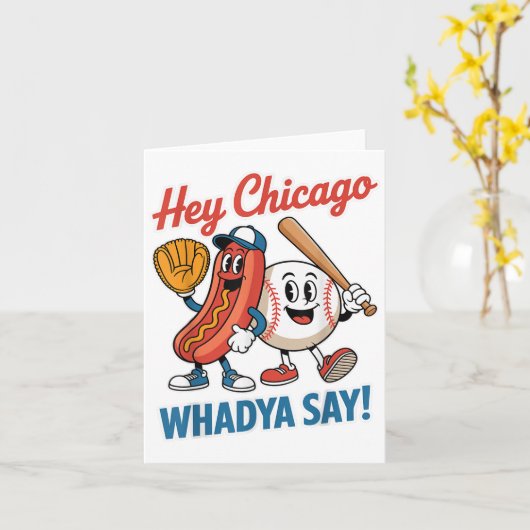 Hey Chicago Whadya Say Funny Baseball Hot Dog 4th  カード (黄色い花)