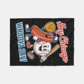 Hey Chicago Whadya Say Funny Baseball Hot Dog 4th  フリースブランケット (正面(横))
