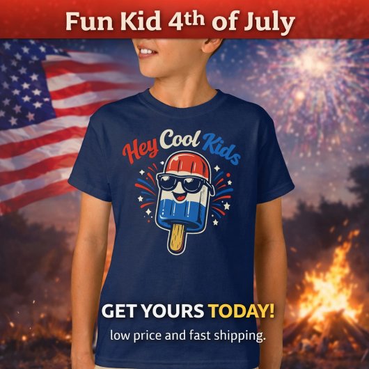Hey Cool Kids | 7月4日 キッズ Tシャツ