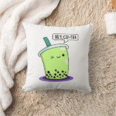 Hey Cu-Tea おもしろい Boba Tea Pun クッション (ブランケット)
