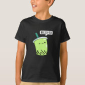 Hey Cu-Tea おもしろい Boba Tea Pun Dark BG Tシャツ (正面)
