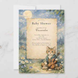 Hey Diddle Diddle Cat & Fiddle Baby Shower 招待状