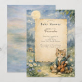 Hey Diddle Diddle Cat & Fiddle Baby Shower 招待状 (正面/裏面)