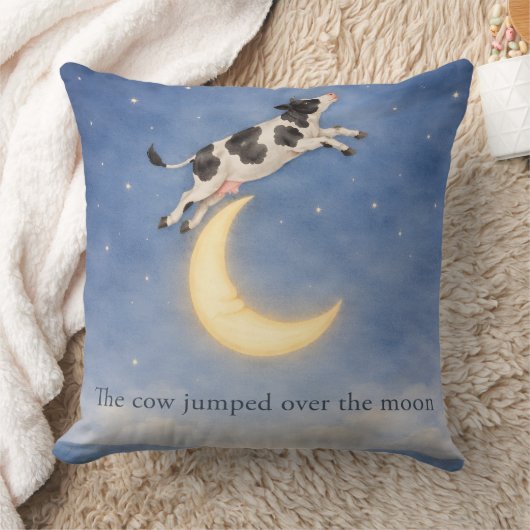 Hey Diddle Diddle Cow Over the Moon Pillow クッション (ブランケット)
