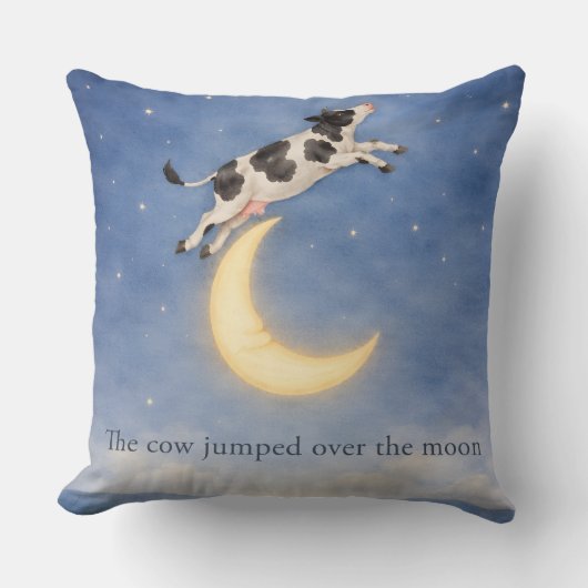 Hey Diddle Diddle Cow Over the Moon Pillow クッション (正面)
